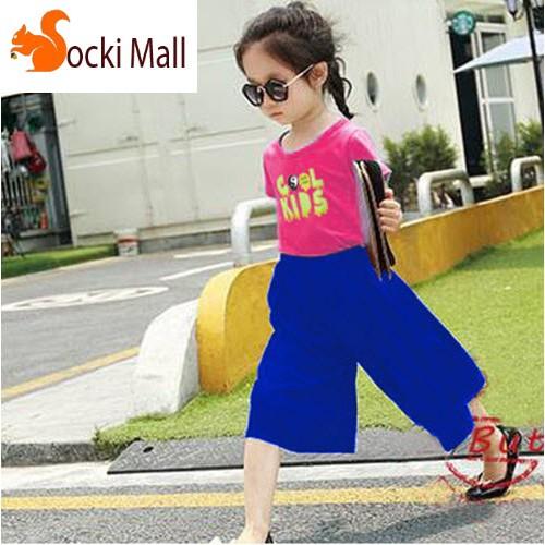 Bộ quần áo lửng bé gái, kiểu quần ống rộng thời trang .