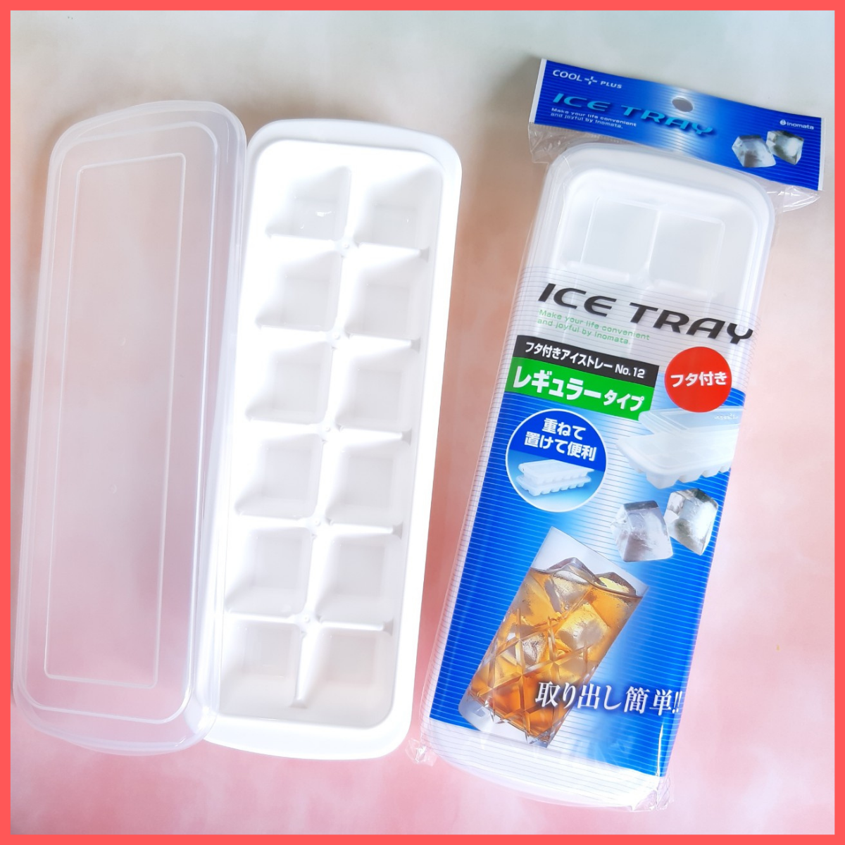 Combo 2 khay làm đá 12 viên có nắp Inomata 