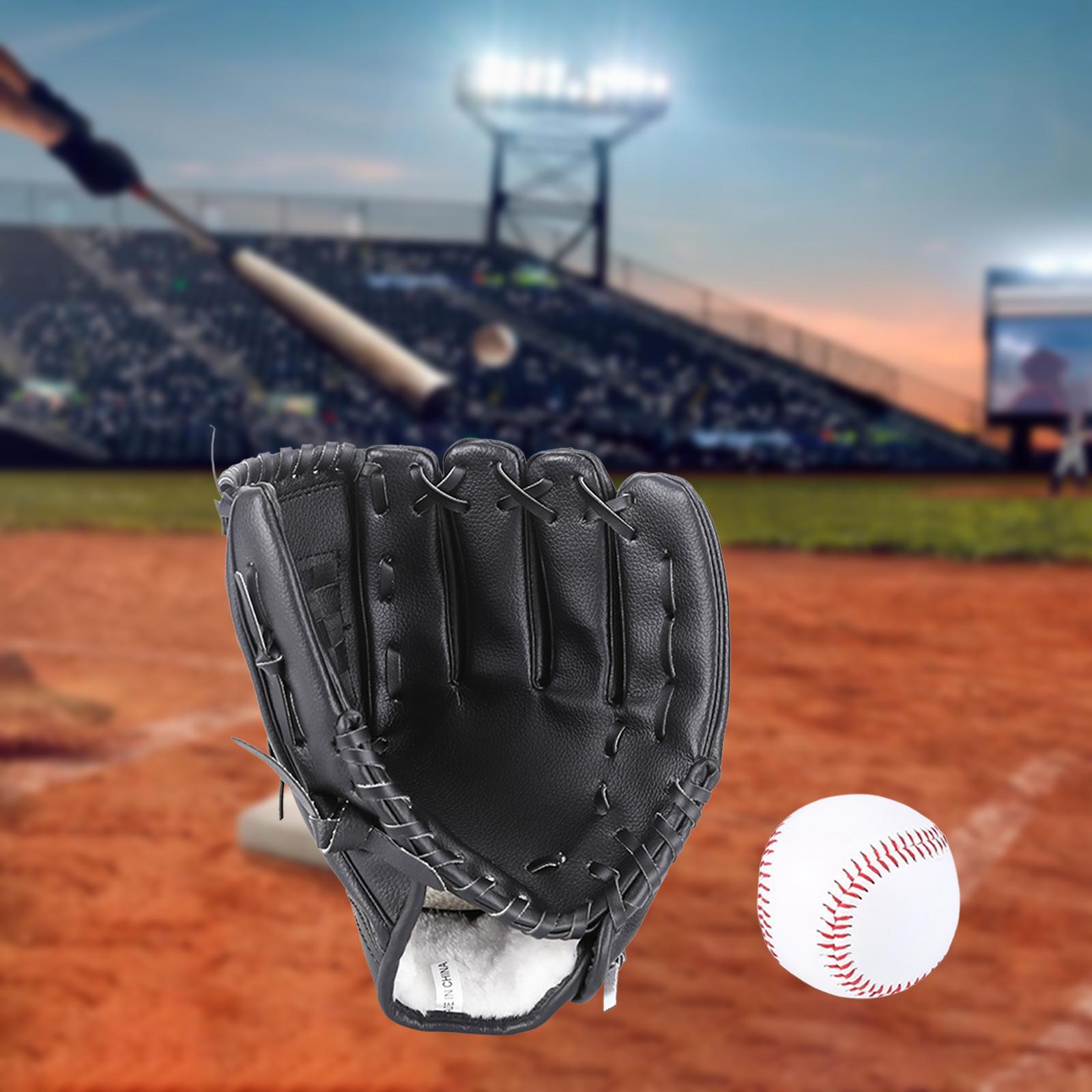Baseball Fielding Glove and Ball Left Hand Glove Sports Batting Glove Wear Resistant Thickening Durable for Beginner or General Competition