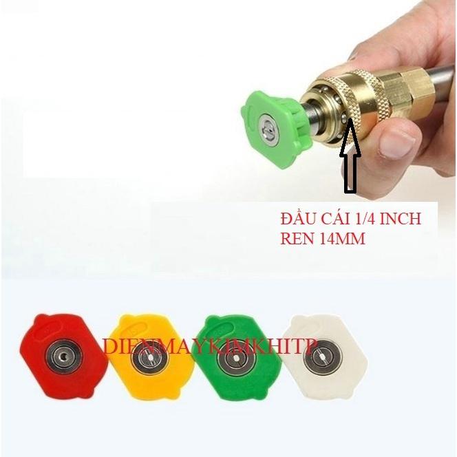 Đầu béc các góc gắn súng xịt rửa của máy rửa xe áp lực cao - Ren nối nhanh 1/4 inch