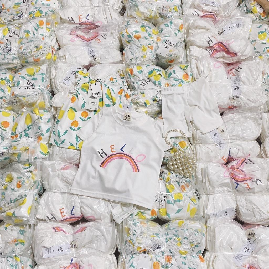 BỘ COTTON 2 KIỂU ÁO HOA-CẦU VỒNG BÉ GÁI