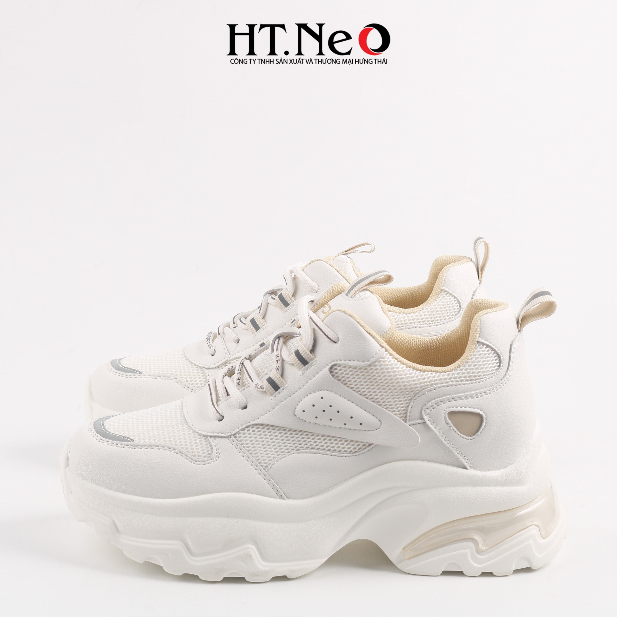 Giày thể thao, giày sneaker nữ đế cao su đúc, đế cao, chất liệu da kết hợp vải lưới, kiểu dáng trẻ trung, đi êm chân, thoải mái TTN17