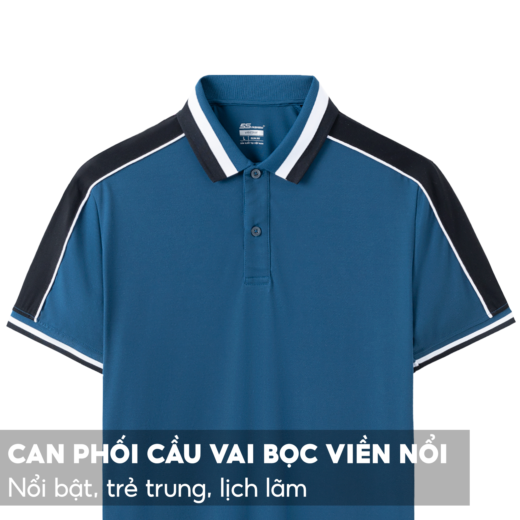 Áo Thun Nam Có Cổ 5S, Chất Liệu Viscose Cao Cấp, Mềm, Mát, Nhẹ, Thiết Kế Phối Màu Lịch Lãm (APC23040)