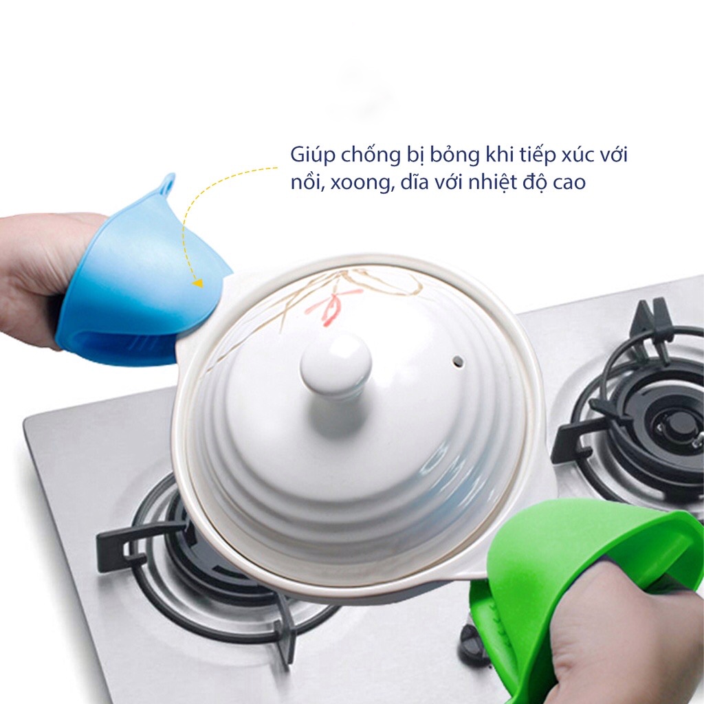 Miếng nhấc nồi silicon chịu nhiệt tốt , miếng lót bắc nồi chống nóng có móc treo, miếng lót tay bắc xoong