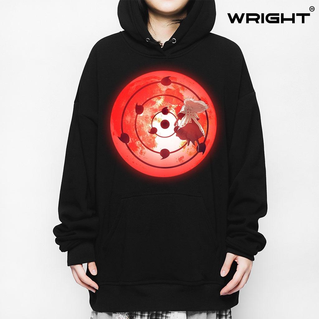 Áo hoodie anime Wright fullmoon Sharingan oversize unisex