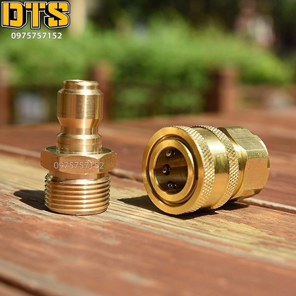 BỘ NỐI NHANH ĐỒNG THAU 22MM -ĐẦU RA -CHO MÁY RỬA XE ÁP LỰC CAO