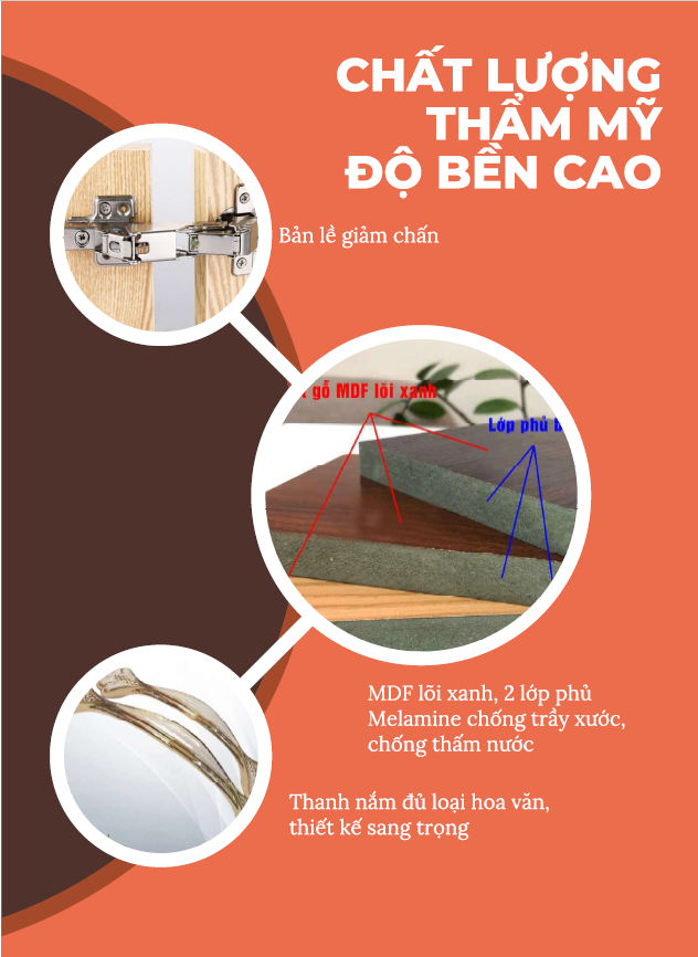 Tủ quần áo gỗ - MDF lõi xanh phủ Melamine Cao cấp