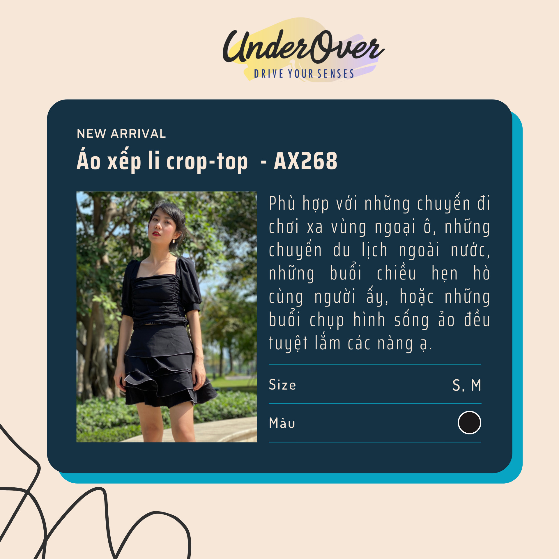 Áo xếp li crop top - UnderOver - AX268