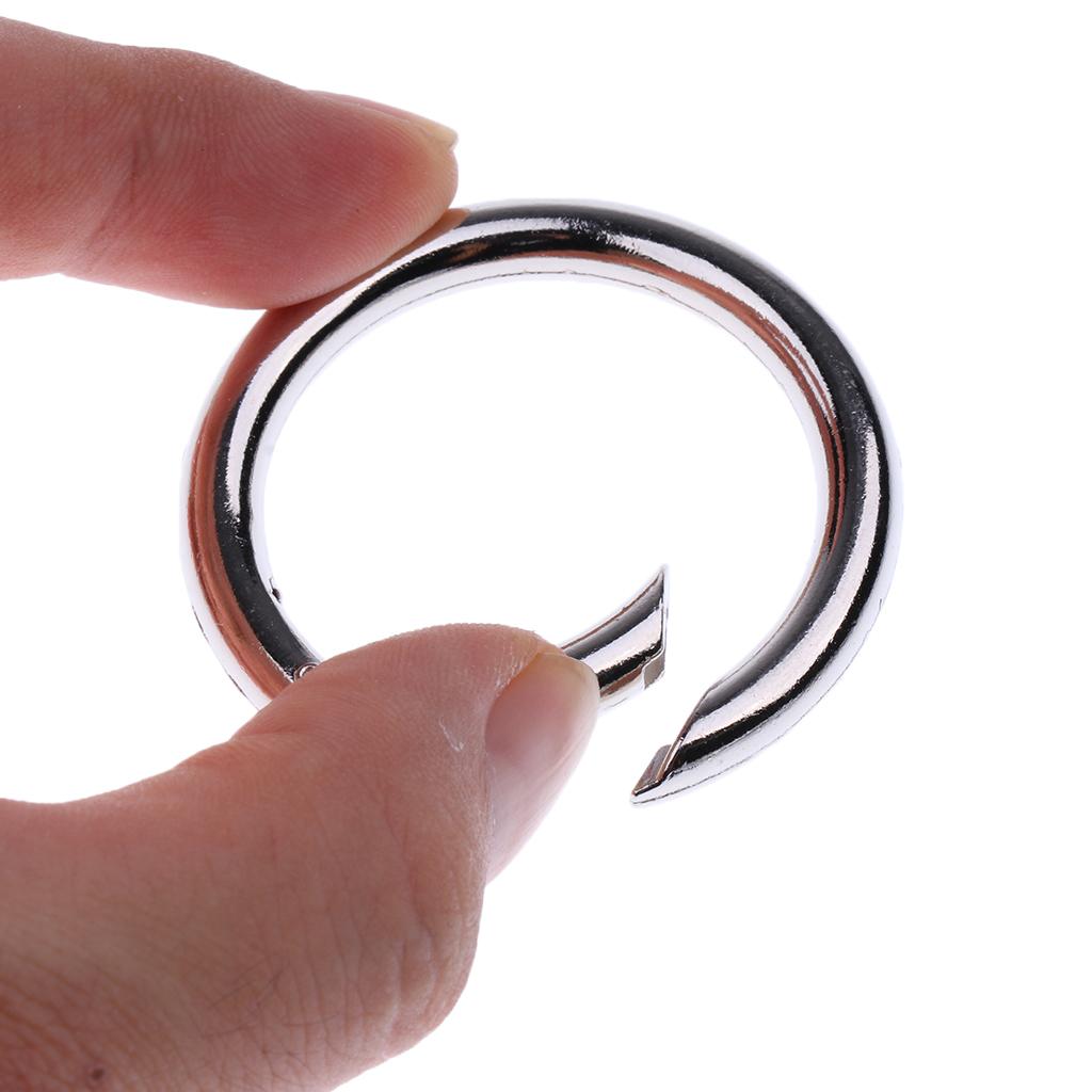 10PCS Metal Round Carabiner Spring Snap Clips Hook Keychain Keyring Buckle 49mm