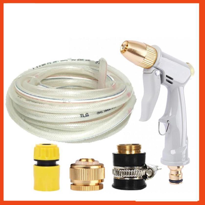 Bộ dây vòi xịt nước tưới cây rửa xe,tăng áp 3 lần, loại 7-10m 206846