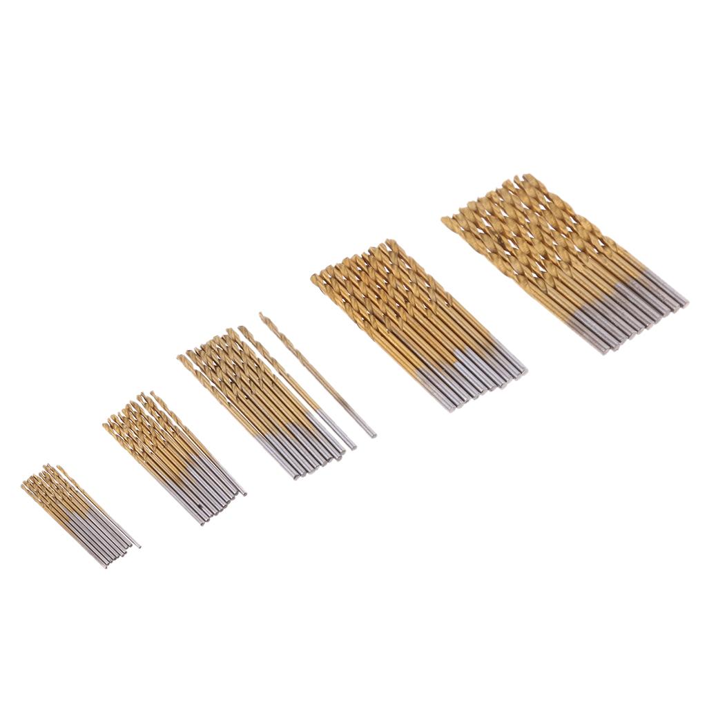100 Pieces HSS Titanium Drill Bit Set Twist Drill Straight Shank 1.0mm-3.0mm