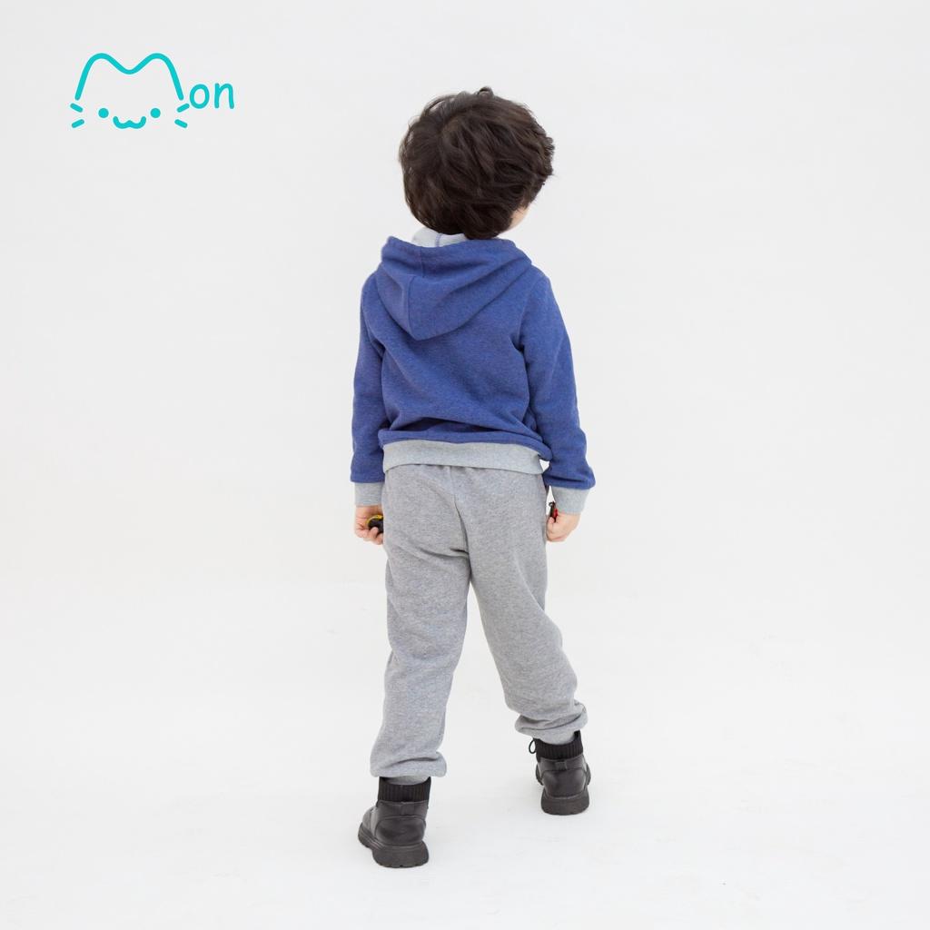 Bộ nỉ hoodie thu đông cho bé trai chất liệu nỉ chân cua cao cấp MonBabies BMNT22W011