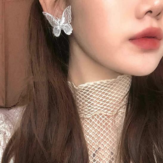 Bông tai vải, khuyên tai hình bướm phong cách Hàn Quốc, kẹp tóc hình bướm