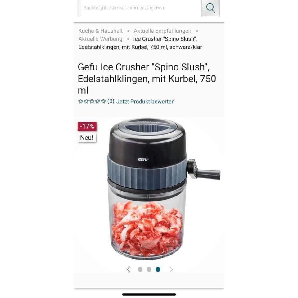 Máy Nghiền Đá GEFU, Máy Cắt Đá Viên Để Làm Sinh Tố, Coctailk, Công Suất Lớn, Nhập Đức, Bảo Hành 12 Tháng