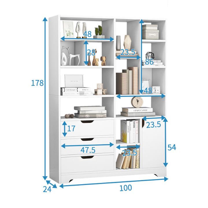 Tủ Kệ Sách Gỗ MDF Cao cấp dài 100cm kèm 3 Kéo đa năng Trang Trí Phòng Khách - Kệ Tủ Gỗ Cao Cấp Bền Đẹp DH-BGK2019 Giao màu ngẫu nhiên