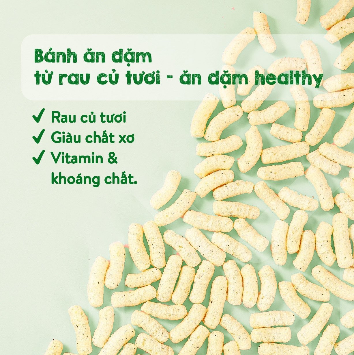 Bánh ăn dặm cho bé vị rau củ Mămmy giàu chất xơ, vitamin và khoáng chất, hình que ngắn 25 gram