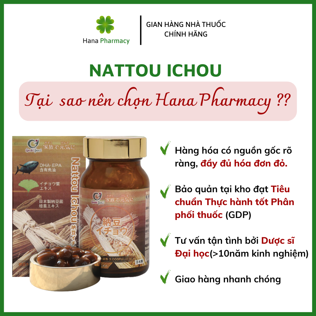 [Nhập khẩu chính hãng] Nattou ichou - giảm cholesterol máu, giảm xơ vữa động mạch, ngừa đột quỵ; tăng tuần hoàn não