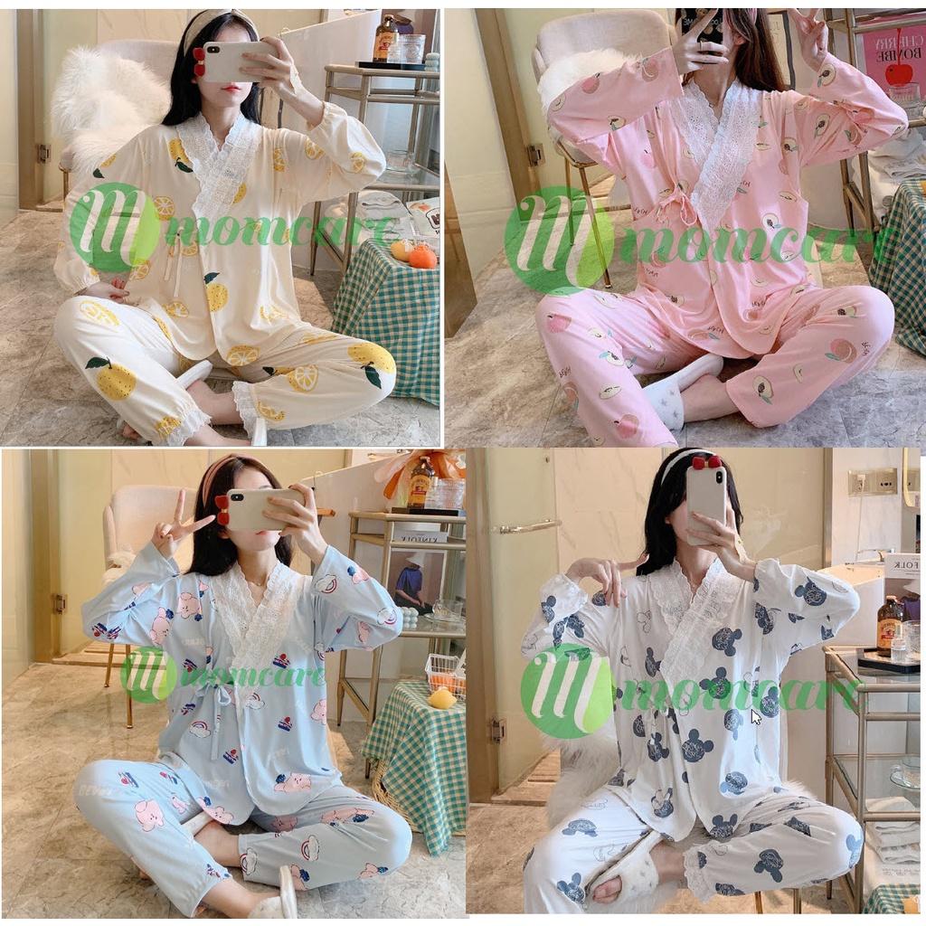 Bộ đồ bầu sau sinh cho con bú ti YUKATA KIMONO - Đồ bộ bầu đẹp mặc nhà - Quần áo bầu thời trang cho mẹ Bigsize