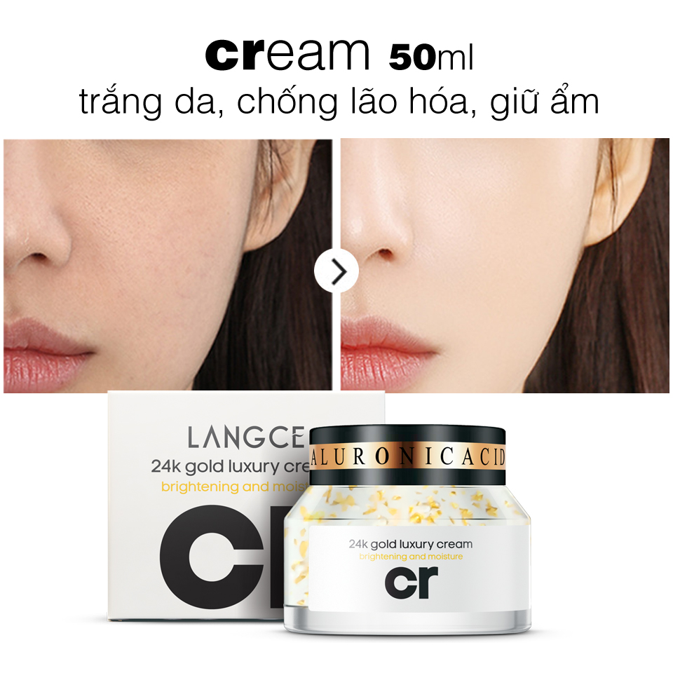 Cream 24k Trắng Da, Giữ Ẩm Chống Lão Hóa 50ml TẶNG Kem Làm Rụng Lông Trắng Da 20ml LANGCE