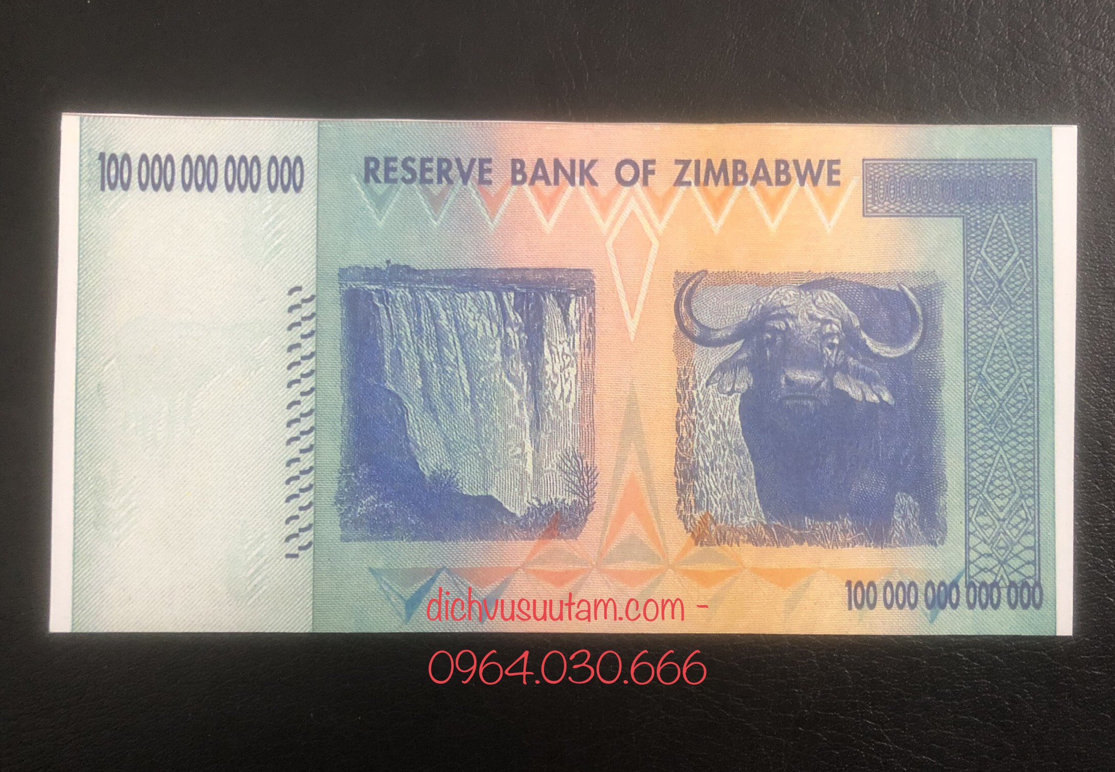 Tiền Zimbabwe lạm phát mệnh giá 100 ngàn tỉ COPY lưu niệm