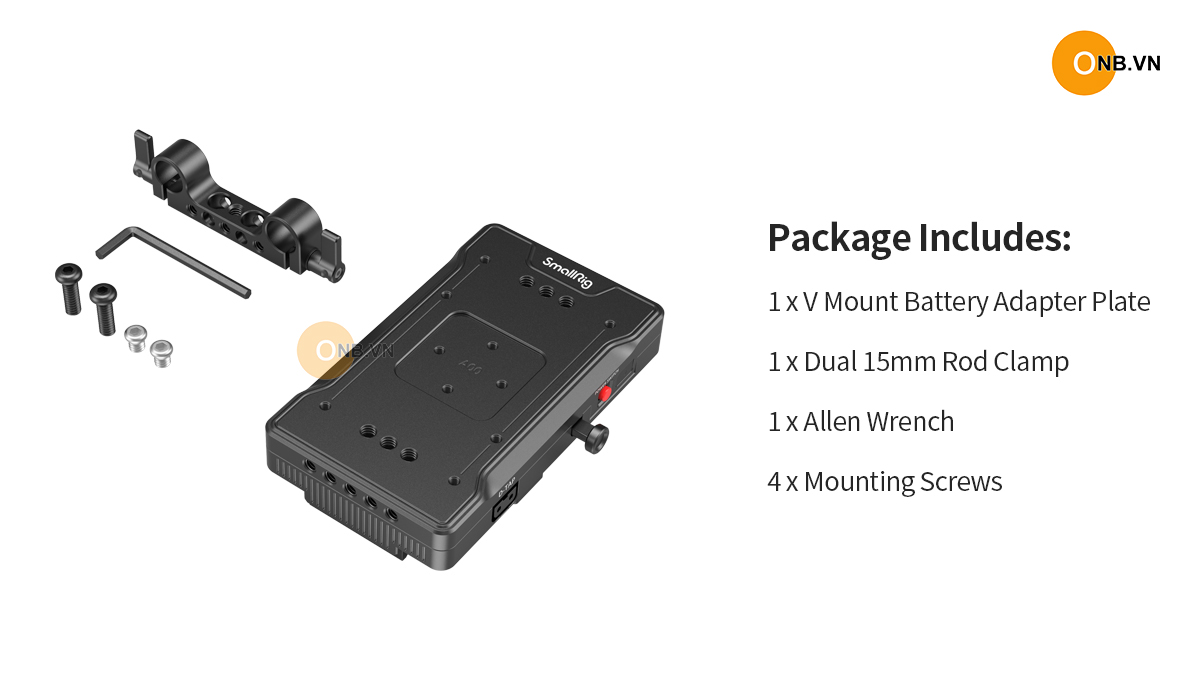 SmallRig V Mount Battery Adapter Plate with Dual 15mm Rod Clamp 3203