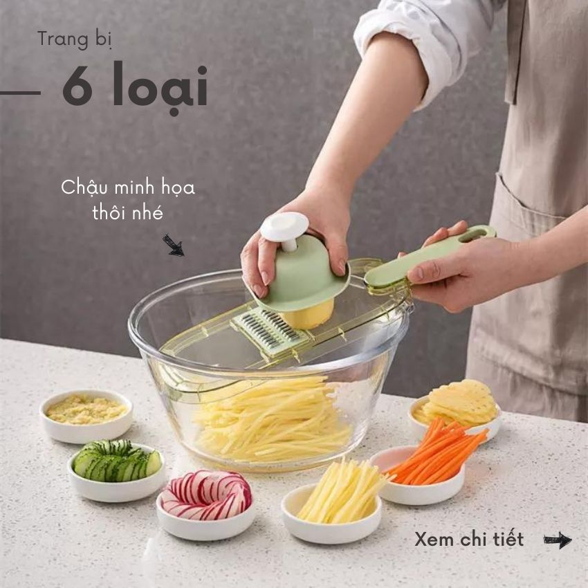 Bộ nạo sợi rau củ đa năng FEEKA 6 lưỡi dao sang trọng có móc treo