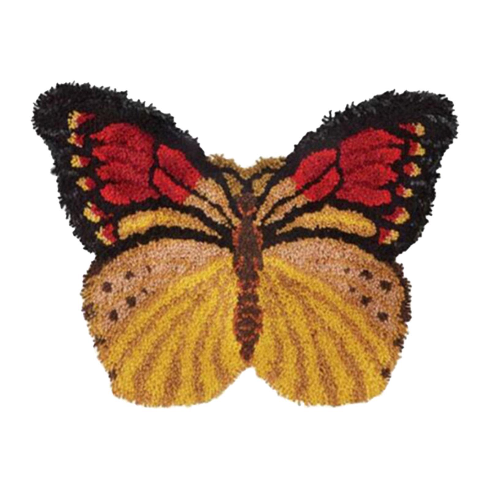 Handmade Latch Hook Rug Kit Butterfly Shaped Carpet Crochet Yarn Kit Latch Hooking Rug Kits Home Decor Festival Gift