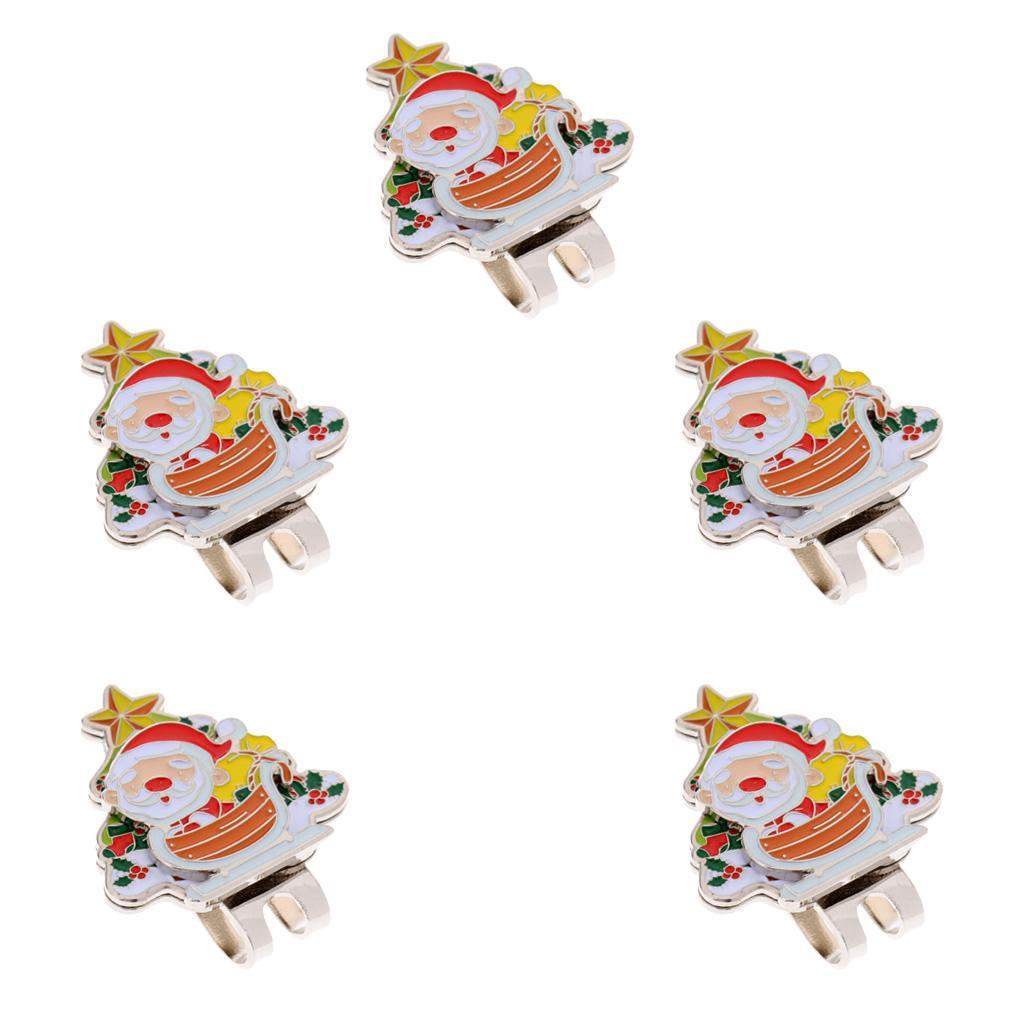 5 Pieces/Set Sturdy Santa Claus  Golf Ball Marker Clip  Cap Visor Christmas Gift