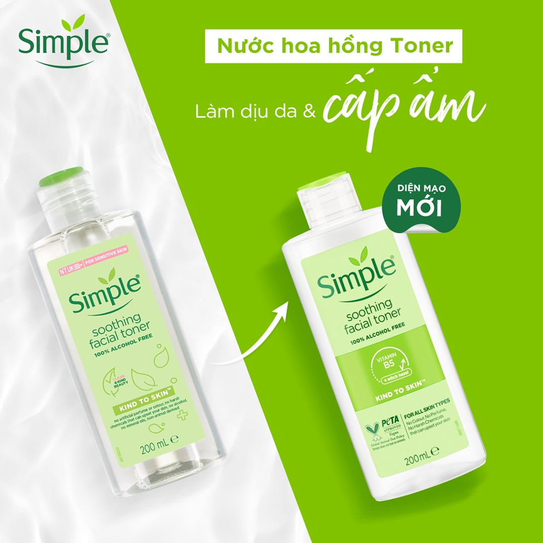 Nước Hoa Hồng Simple Dành Cho Da Nhạy Cảm - Simple Kind to Skin Soothing Facial Toner 200ml