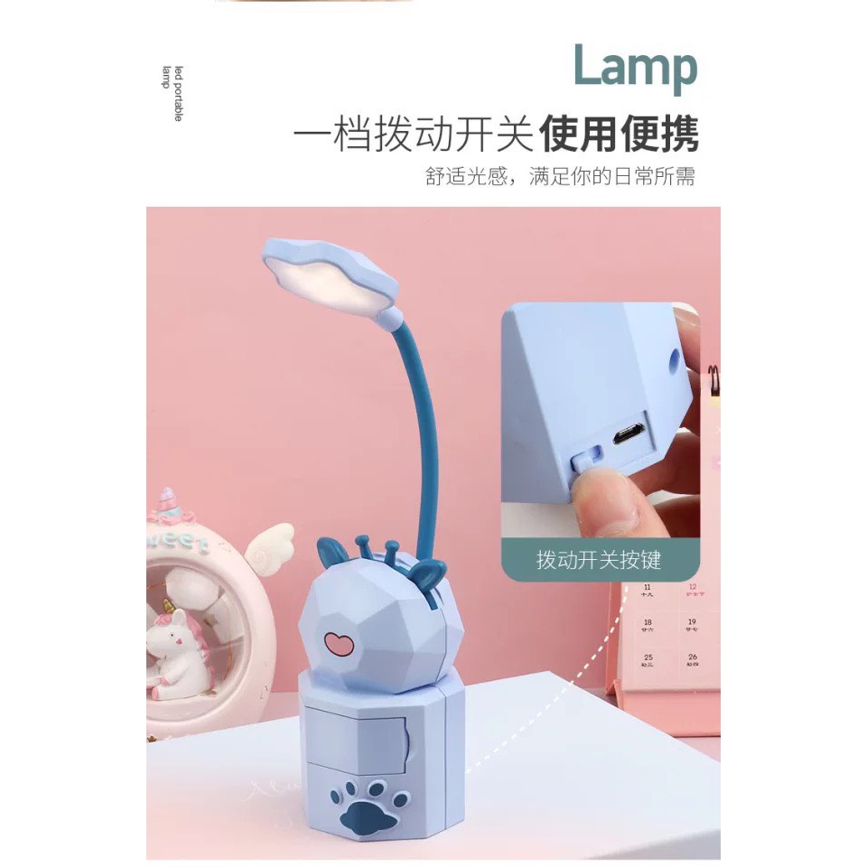 Đèn Học Để Bàn Tích Điện Night Lamp Có Khay Đựng