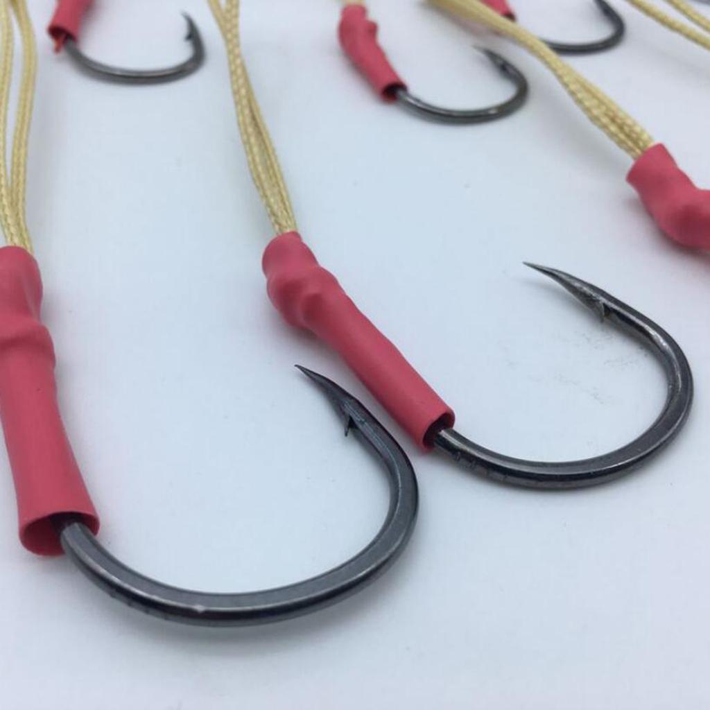 5 Pieces Jigging Assist Hooks Assist Fishing Hooks With White PE Line