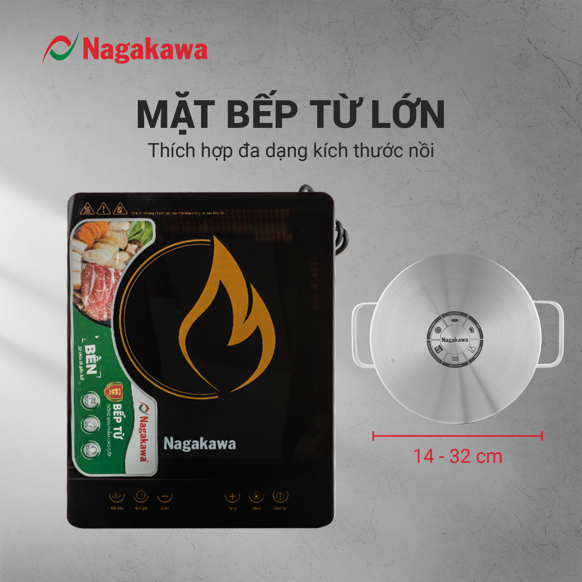 Bếp Từ Đơn Nagakawa NAG0704 (2000W) - Kèm Nồi Lẩu - Hàng Chính Hãng