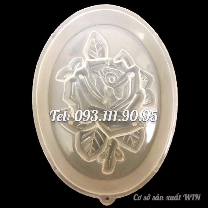 Khuôn rau câu sinh nhật, cưới hỏi hoa hồng – Khuôn hình Oval loại 20 cm - Mã số 1162