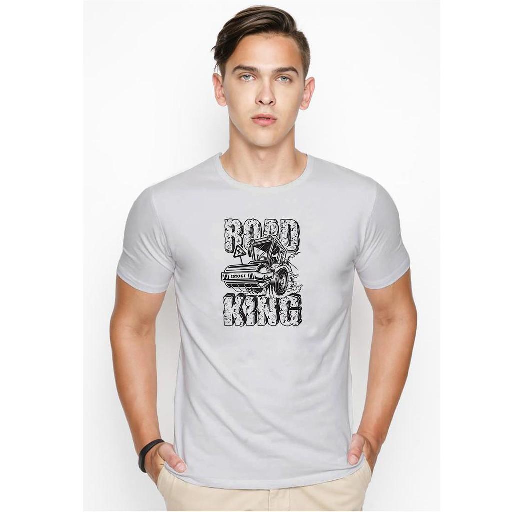 Áo thun nam đẹp hình Road king cá tính màu xám nhạt vải dày mịn TEEGR504