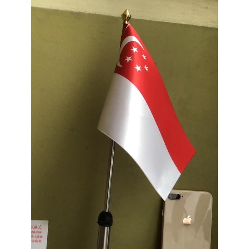 Cờ để bàn inox đen đơn Quốc kỳ Singapore