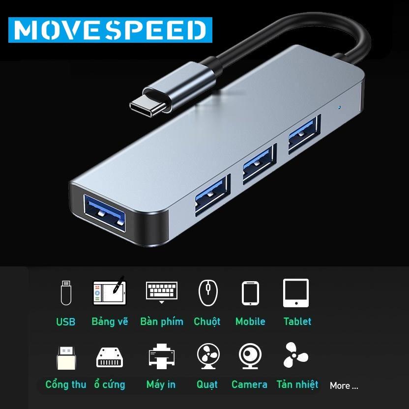 HUB Type C và HUB USB 3.0 tốc độ cao Move Speed cổng chia usb mở rộng kết nối chuyển đổi cho Macbook Laptop PC - hàng chính hãng