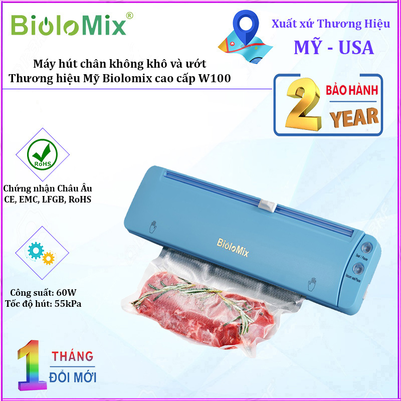 Máy hút chân không Biolomix W100 công suất 60W, bề ngang túi tối đa 25cm- Hàng Nhập Khẩu