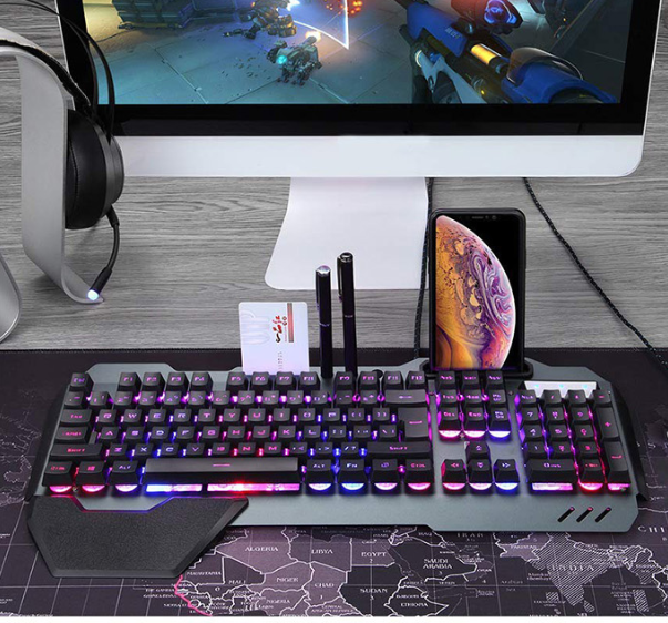 Bộ bàn phím và chuột chơi game XSmart kèm tai nghe chụp tai headphone FULL LED đổi màu kiểu dáng gaming k618+M8+Q9 7.1 - Hàng Chính Hãng