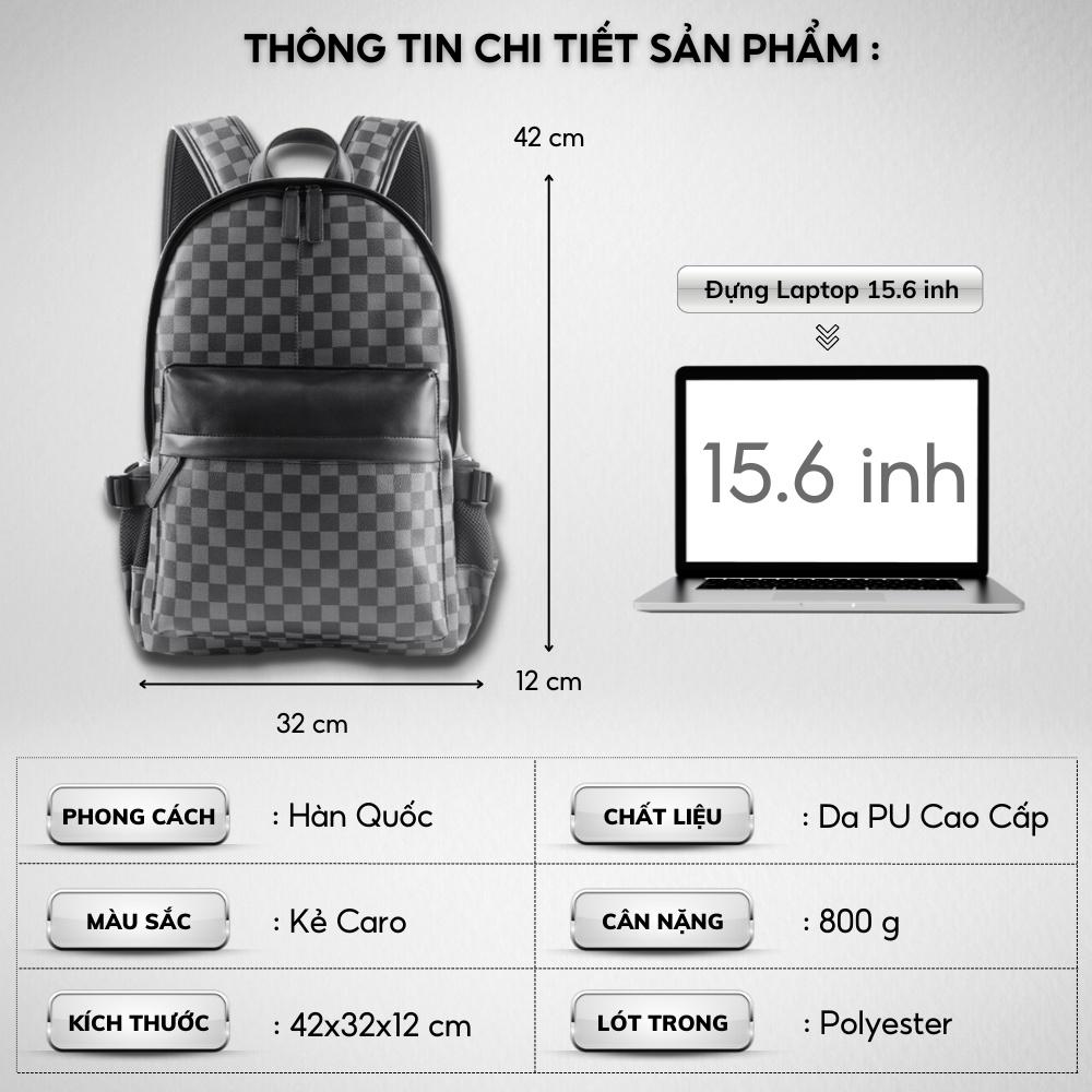 Balo Da Thời Trang Ulzzang Nam Nữ,Da PU Cao Cấp,Đựng Laptop 15,6 inh-Chống nước,Kiểu dáng trẻ trung, cá tính