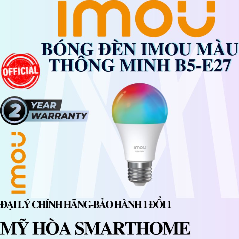 Bóng đèn led thông minh IMOU 9w đổi 16 triệu màu, độ sáng 806 lumen, chuẩn đuôi E27, kết nối app điều khiển từ xa