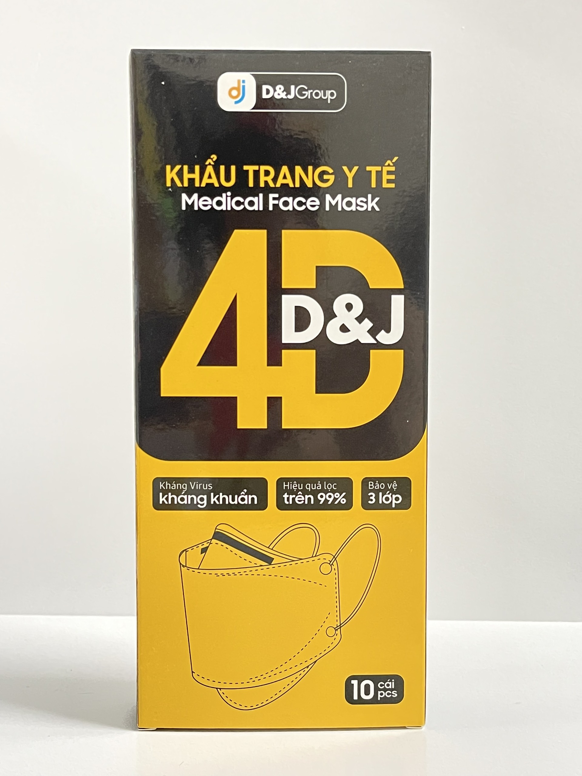 Khẩu Trang Y Tế Kháng Khuẩn 4D D&J/Tiêu Chuẩn KF94/Hộp 10 Cái