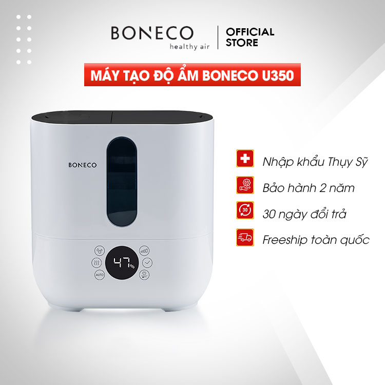 Máy Phun Sương Tạo Ẩm BONECO Thụy Sỹ U350 Sương Nano Làm Mát Nhà, Tạo Độ Ẩm Không Khí, Xông Tinh Dầu Thơm Phòng (60m2) - Hàng Chính Hãng