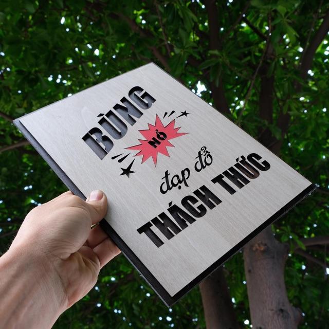 Tranh truyền cảm hứng bằng gỗ cao cấp TBIG019 treo tường trang trí quán trà sữa