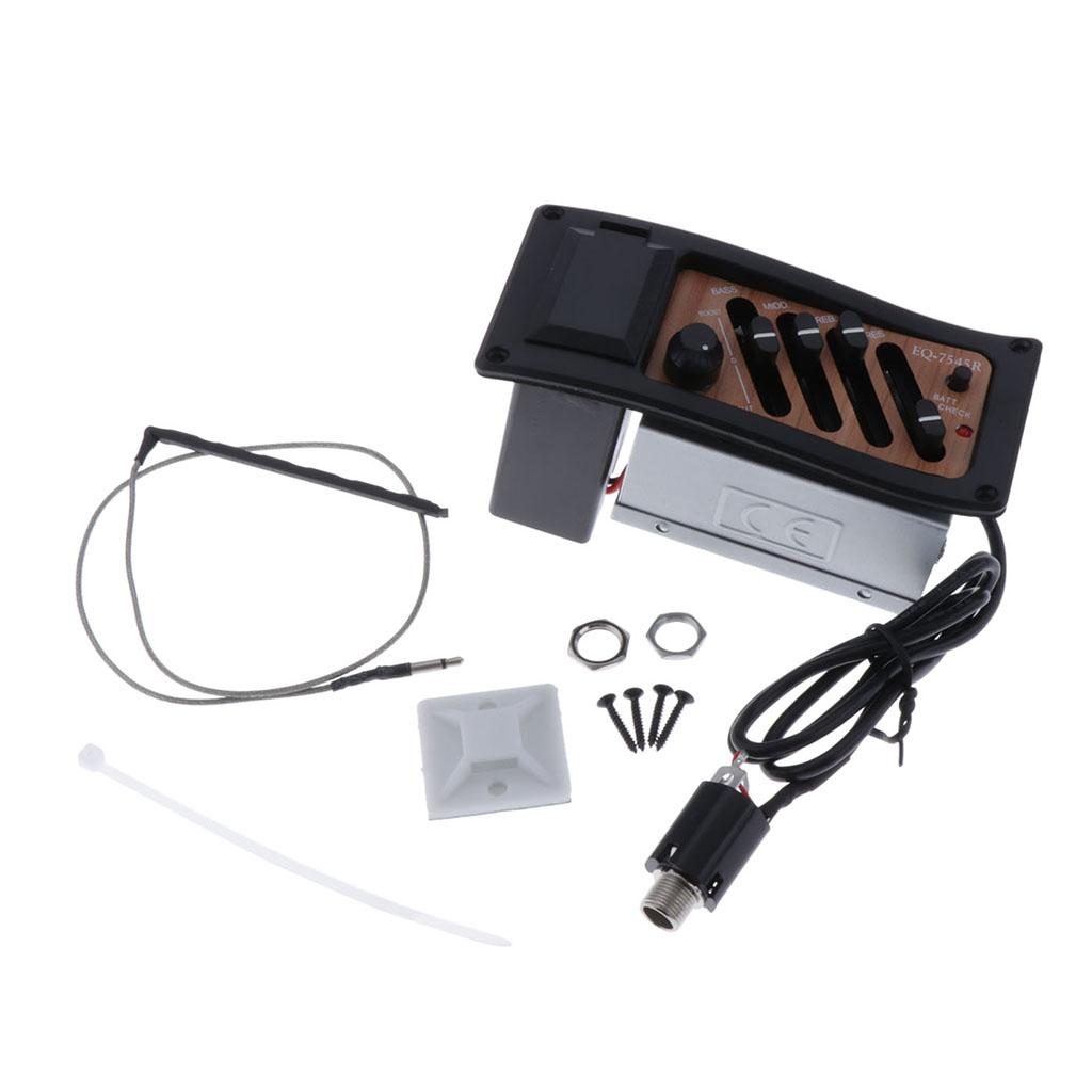 1 Set 4 Band EQ Equalizer Acoustic Guitar Preamp Piezo Pickup Black