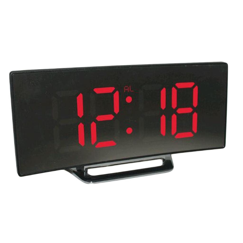2pcs LED Digital Alarm Clock Mirror Clock Mirror Surface for Home Decor Red
