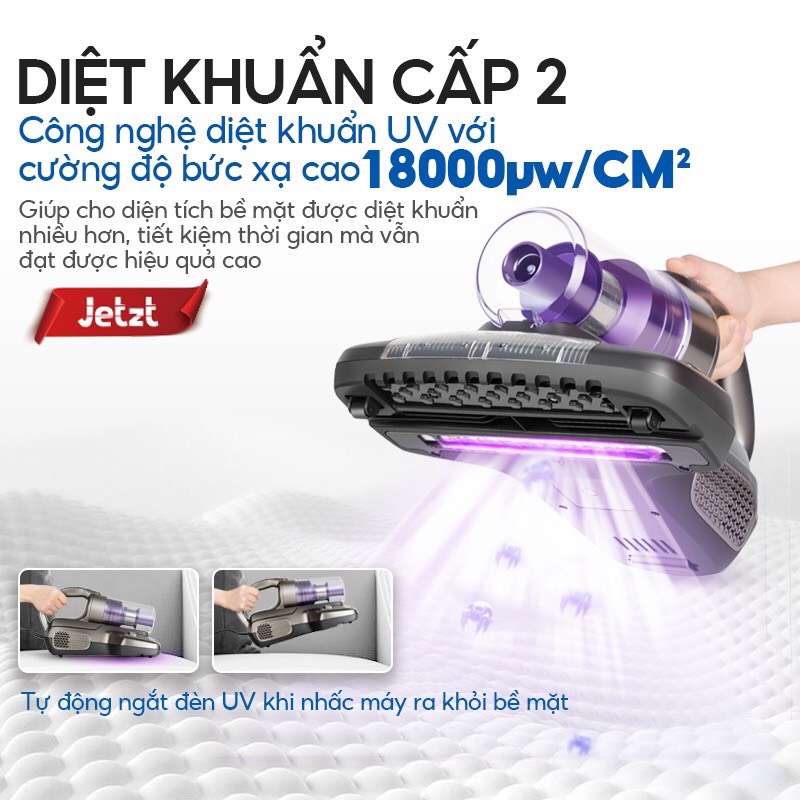 Máy Hút Bụi Giường Nệm Diệt Khuẩn UV Thế Hệ Mới JETZT J7 - Lực Hút Cực Mạnh - Diệt Khuẩn 4 Cấp - Cảm Biến Thông Minh