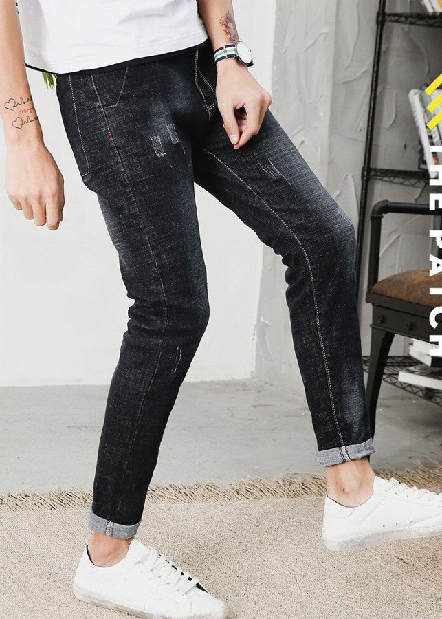Quần Jeans Nam Đen Xước Nhẹ DENXUOC52 - Đen Xước