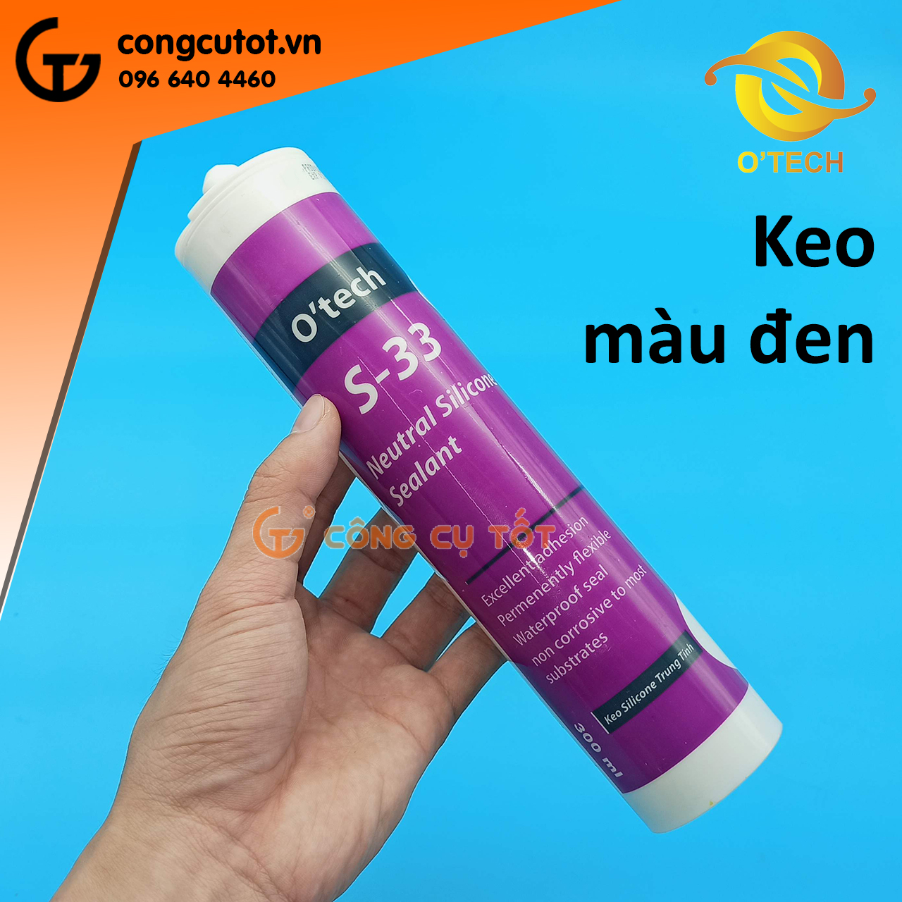 Keo silicone trung tính 300ml OTECH S-33 màu đen