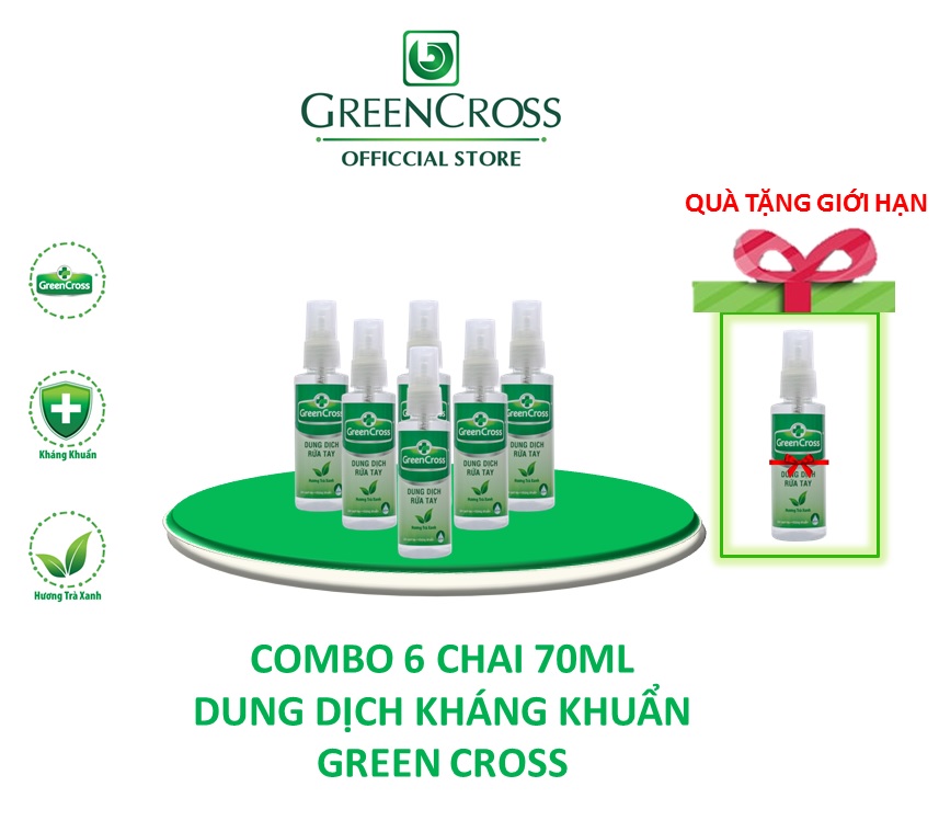 COMBO 6 CHAI DUNG DỊCH RỬA TAY KHÁNG KHUẨN GREEN CROSS 70ML