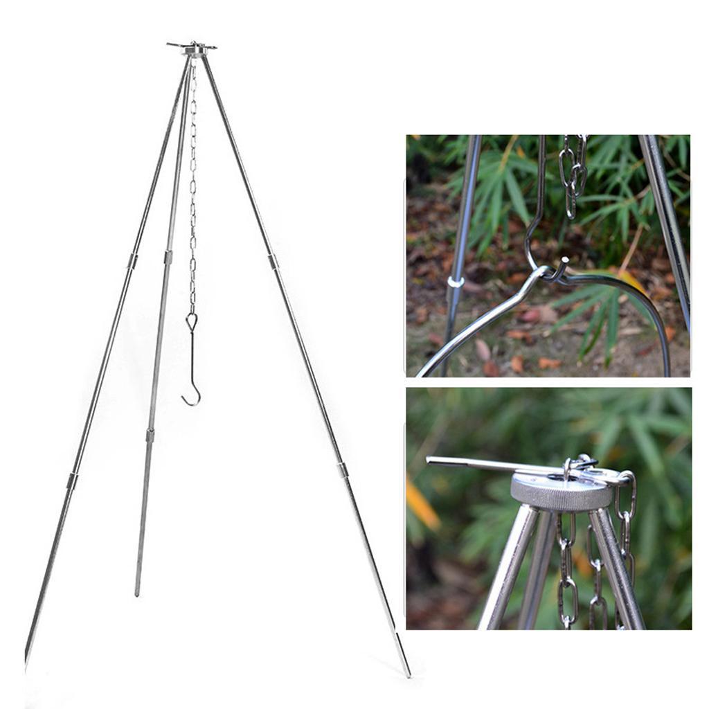 Camping Pot Holder Support Stand Tripod with 3 Legs Holder for Hanging Ovens Pots Pans Cooking Kettle, Outdoor Activities Cookware